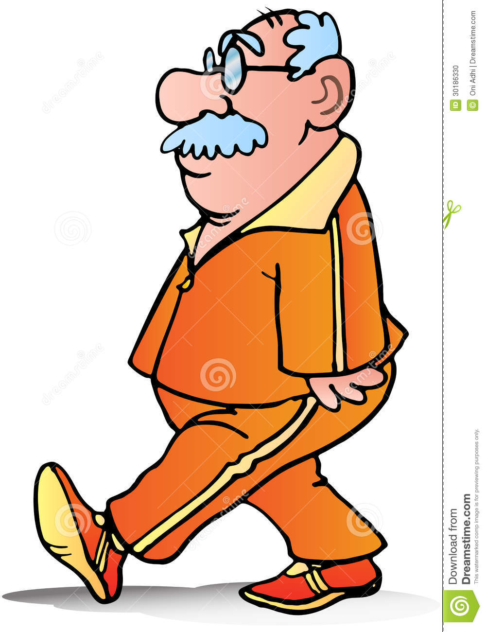 Illustration Of A Grandpa Doing Jogging On Isolated White Background