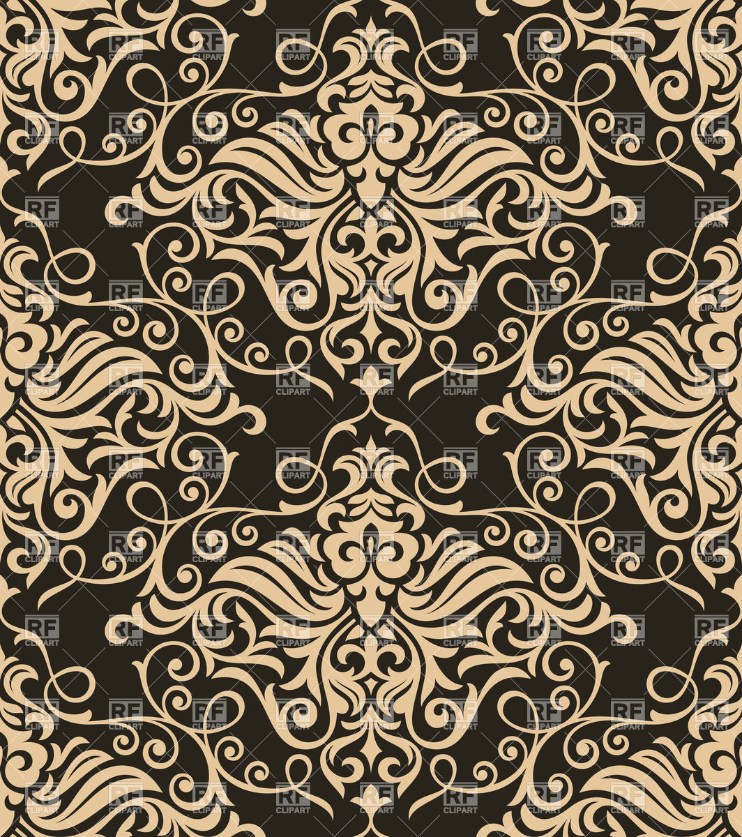 Ornate Retro Wallpaper Sample   Curly Damask Pattern Download Royalty