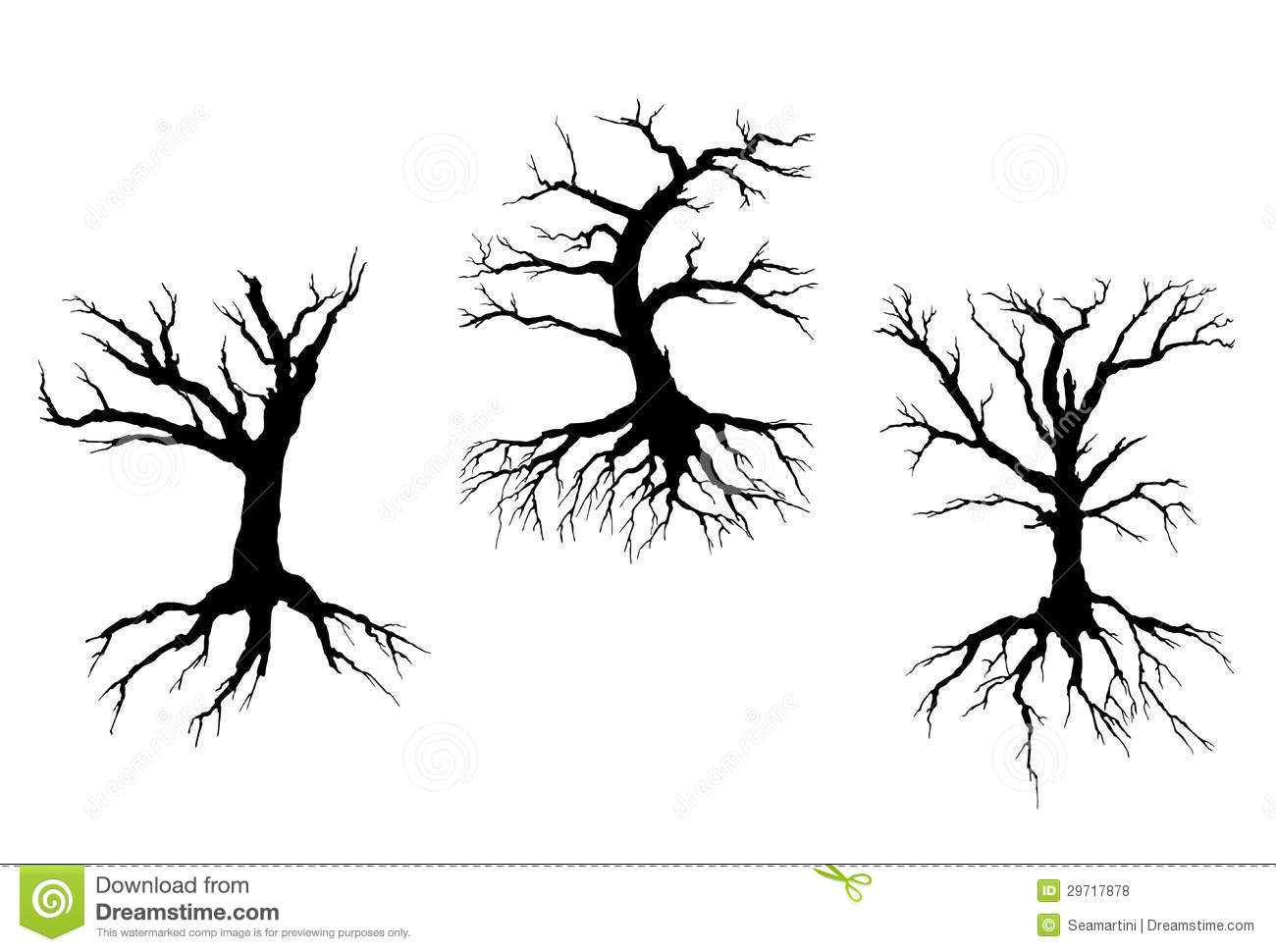 Plant With Roots Clip Art Black And White Dead Trees With Stem And
