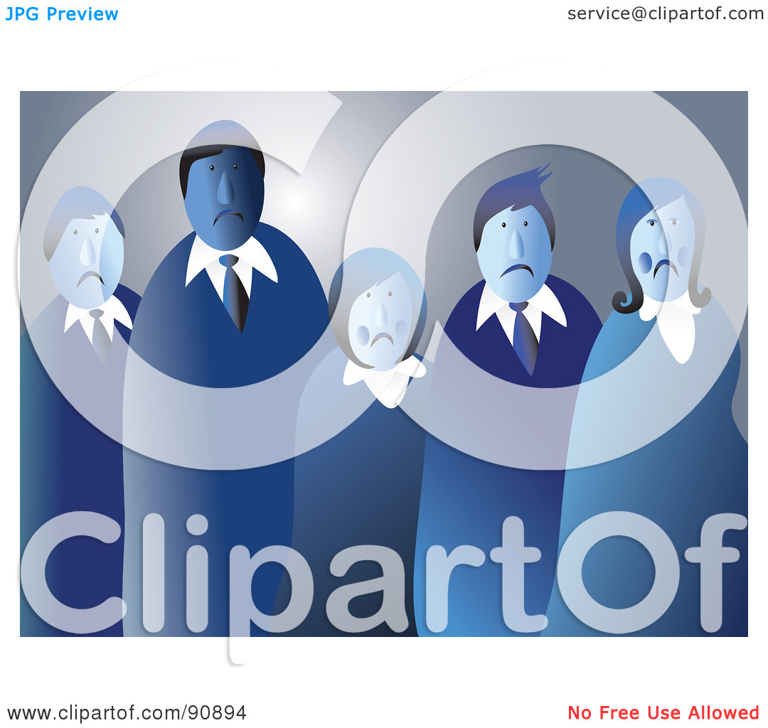 Royalty Free  Rf  Clipart Illustration Of A Blue Gloomy Business Team