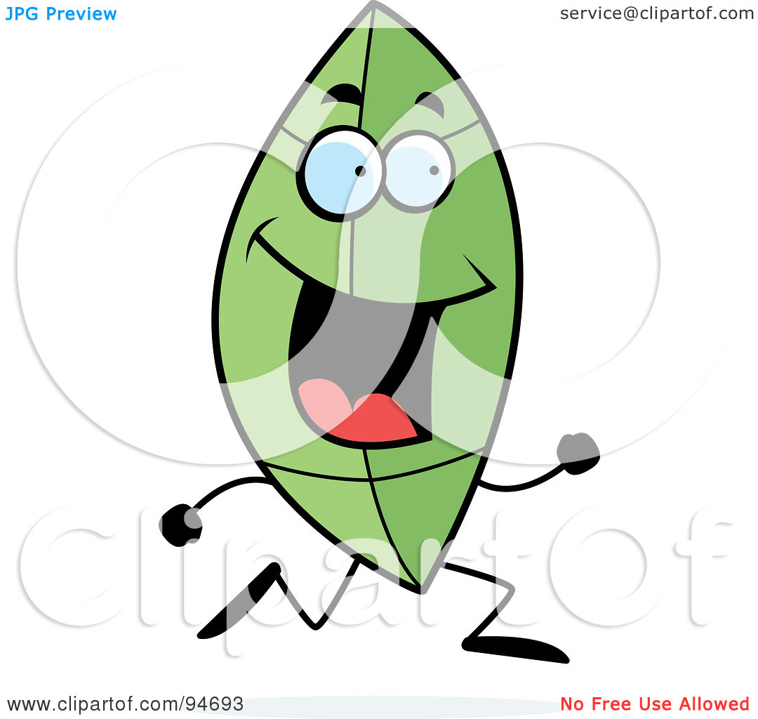 Royalty Free  Rf  Clipart Illustration Of A Happy Leaf Face Running By