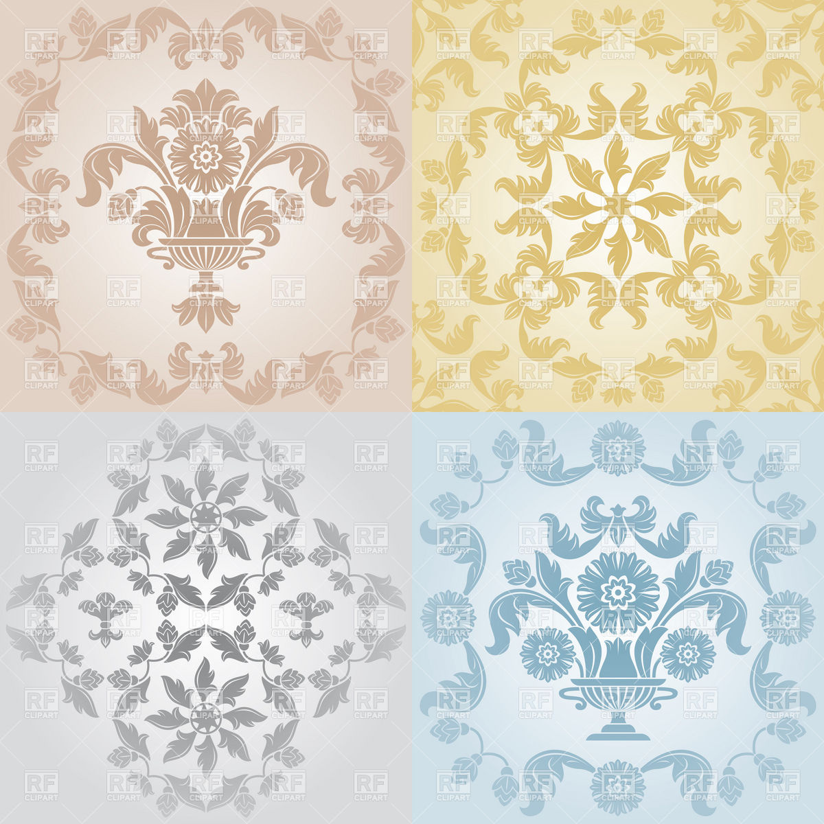 Set Of Floral Vintage Wallpaper Design Elements Download Royalty Free