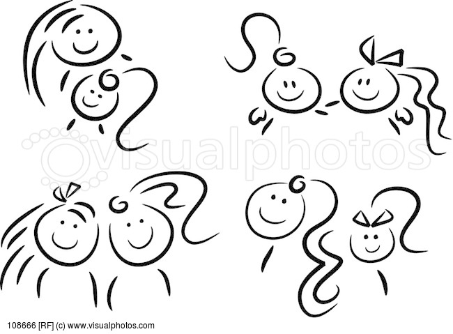 Set Of Four Black And White Icons In Line Art Style Representing