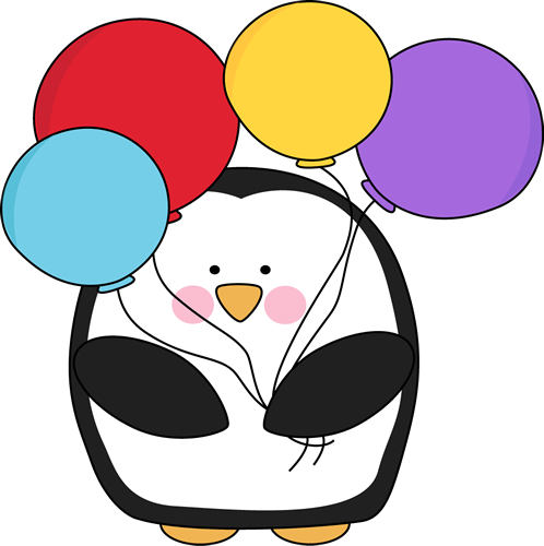 With Colorful Balloons Clip Art   Penguin With Colorful Balloons Image