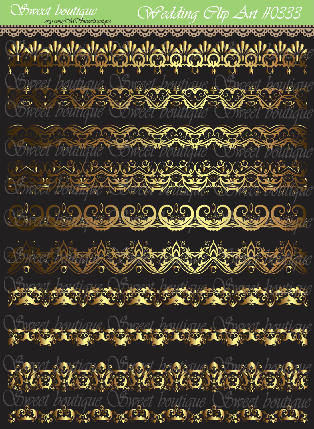 10 Gold Border Lace Clipart Digital Frames By Msweetboutique