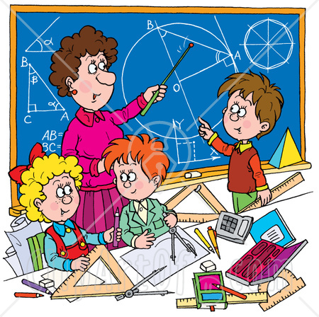 33055 Clipart Illustration Of A Female Math Teacher Teaching School