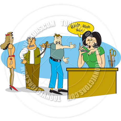 Angry Customers Waiting In Line Vector Illustration By Clip Art Guy