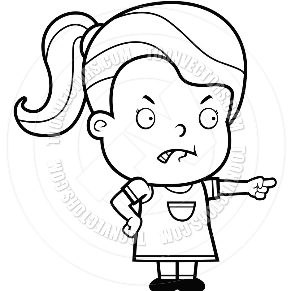 Angry Toddler  Black And White Line Art  By Cory Thoman   Toon Vectors