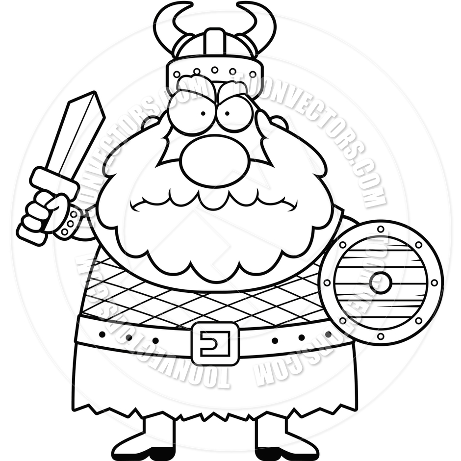 Angry Viking  Black And White Line Art  By Cory Thoman   Toon Vectors