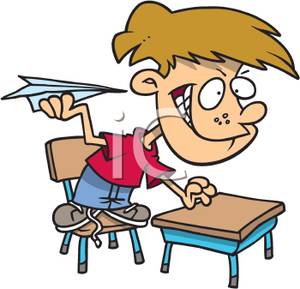 Bad Student Clipart A Grinning Boy Throwing A Paper Airplane In Class