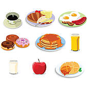 Breakfast Food Icons   Clipart Graphic