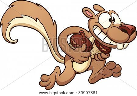 Cartoon Running Squirrel  Vector Clip Art Illustration With Simple