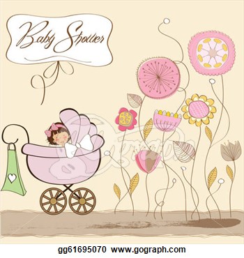 Clip Art   Baby Girl Announcement Card  Stock Illustration Gg61695070