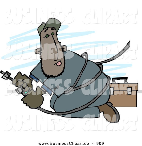 Clip Art Of A Cute Mexican Repairman Working With Cable Wires By Djart