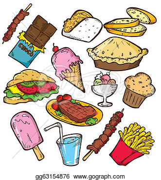 Clip Art Vector   Junk Food Doodle  Stock Eps Gg63154876   Gograph
