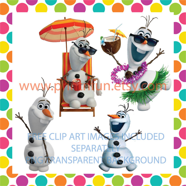 Frozen Olaf Summer Beach Party Pool Party Digital Paper Patterns