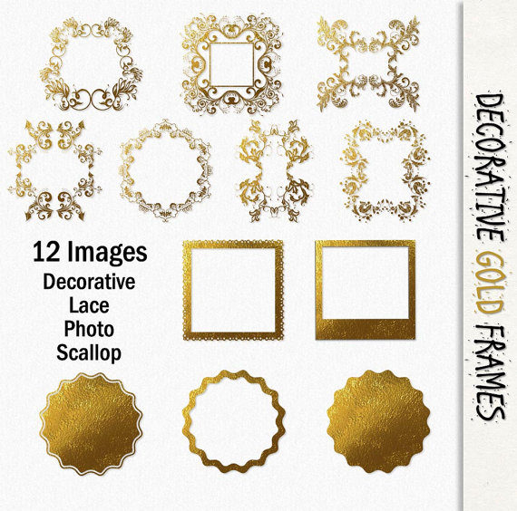 Gold Digital Frames 12 Borders Graphics Clip Art Clipart Scrapbook