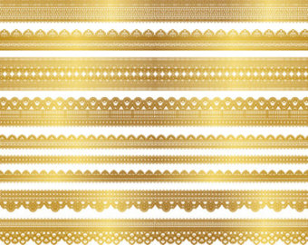 Gold Lace Dolly Clipart Golden Lace Border Element Digital Lace Border