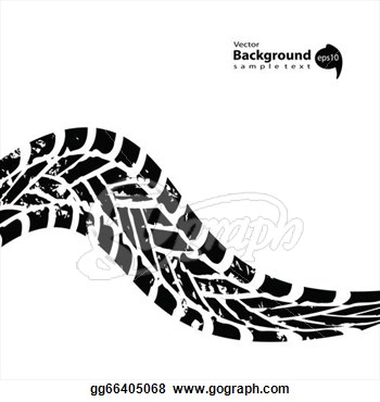Grunge Black Tire Track On White Background  Vector Clipart Gg66405068