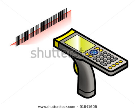 Hand Held Barcode Scanner With Keypad And Screen  Stock Vector