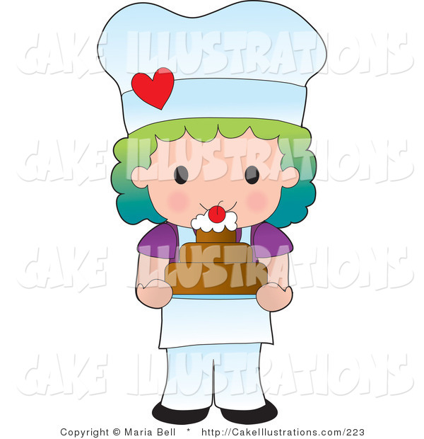 Illustration Vector Of A Rainbow Haired Female Cook Or Baker Holding A