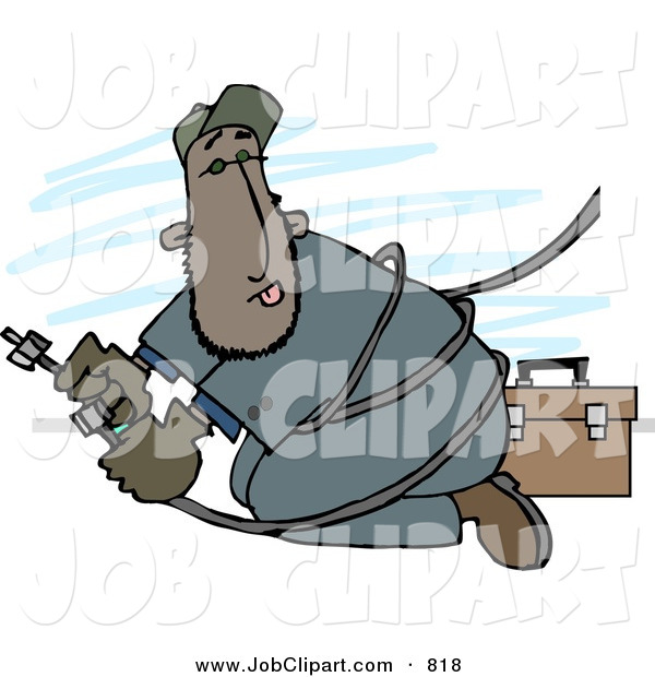 Job Clip Art Of A Mexican Repairman Working With Cable Wires On White