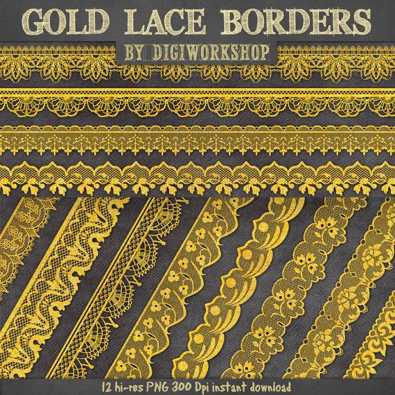 Lace Borders Clip Art Gold Lace Borders Clipart    Digiworkshop  4