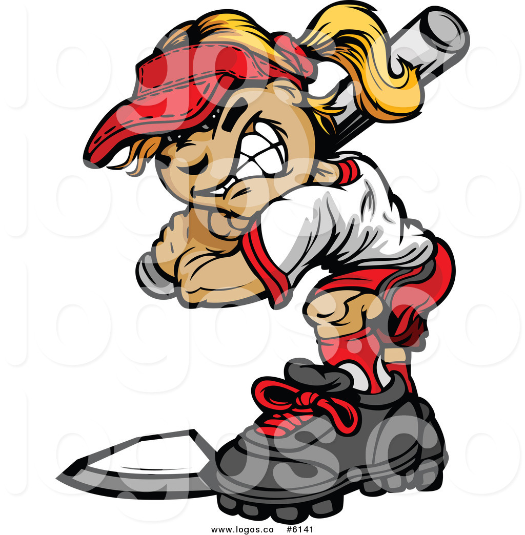 Larger Preview  Royalty Free Clip Art Vector Logo Of A Softball Girl