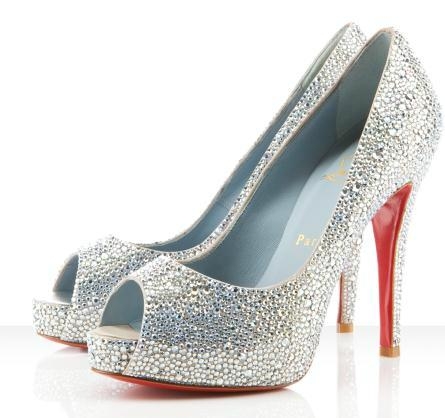 Louboutin Very Riche 120mm Strassed Peep Toes Rhinestone Bridal Shoes