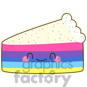 Rainbow Cake Cartoon Character Vector Clip Art Image