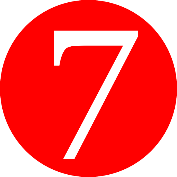 Red Roundedwith Number 7 Clip Art