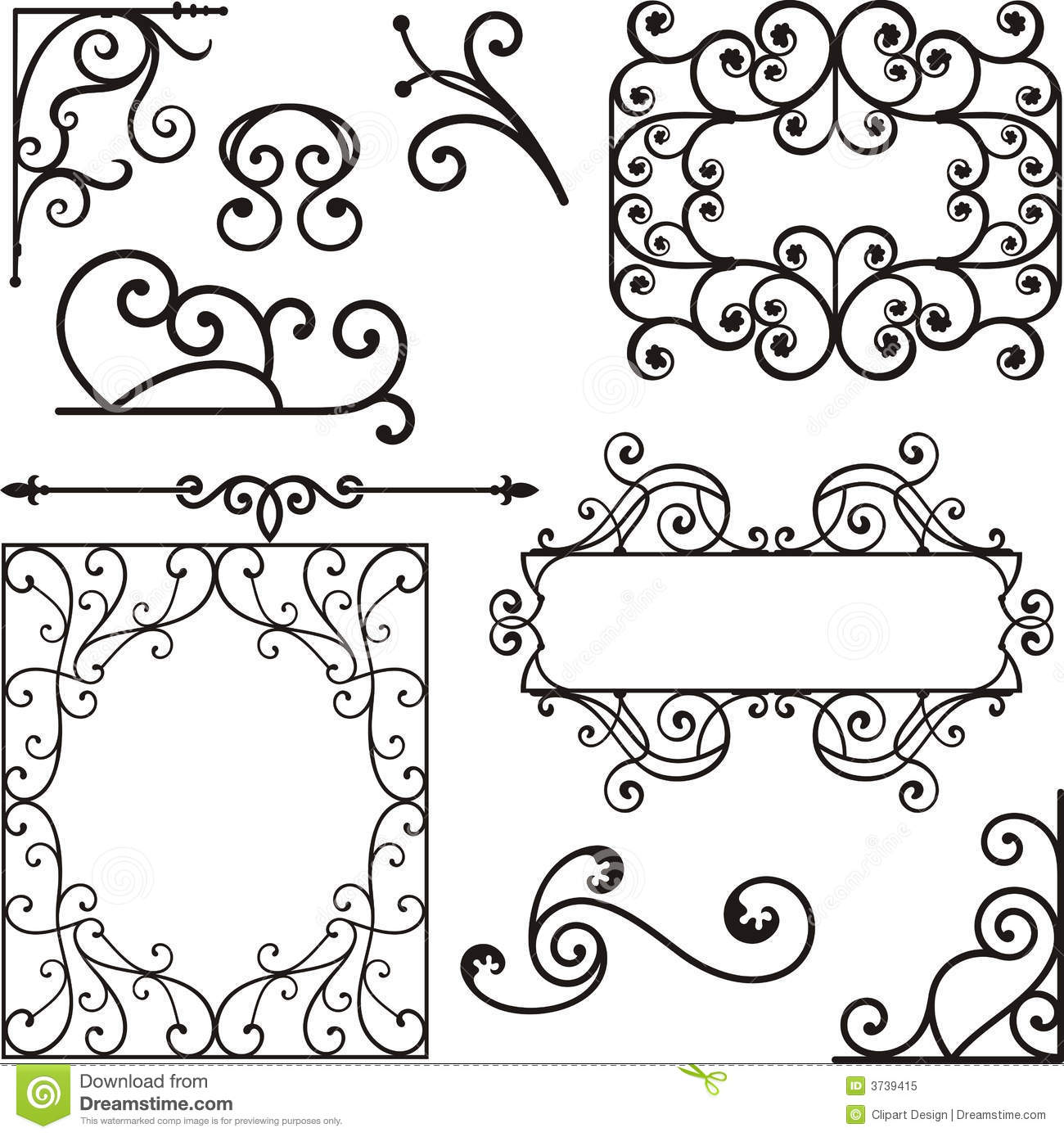 Set Of Exquisite And Very Clean Wrought Iron Ornamental Designs    