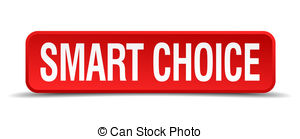 Smart Choice Red 3d Square Button Isolated On White Stock Illustration