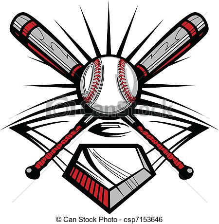 Softball Clip Art Logo Baseball Or Softball Crossed