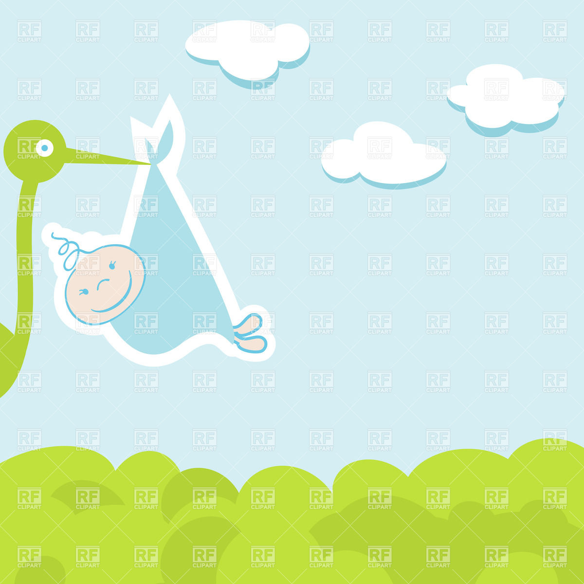Stork And Baby Boy   Announcement Card 22291 Download Royalty Free    