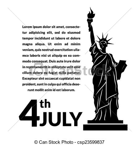 Vectors Of Black And White Vector Illustration Of Independence Day Usa