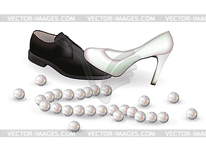 Wedding Shoes And Pearls   Vector Eps Clipart