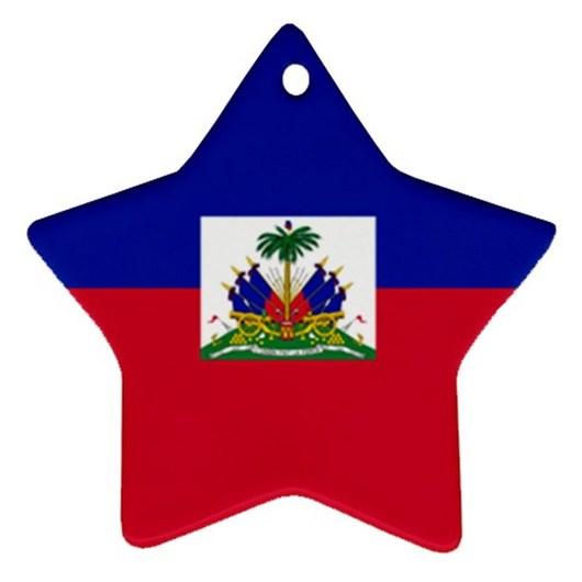 About Haiti Haitian Flag Star Shaped Porcelain Christmas Ornament