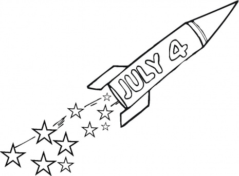American Flag And Fireworks Coloring Sheet