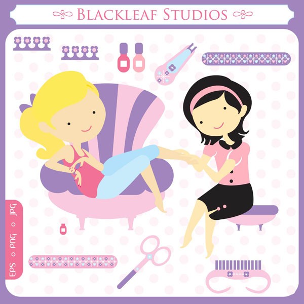 Baby Nail Spa Digital Clip Art Illustration By Blackleafdesign