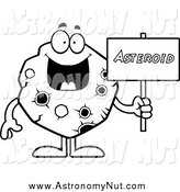 Black And White Happy Waving Asteroid Black And White Shocked Asteroid