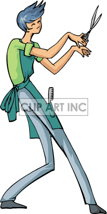 Cartoon Hair Stylist Holding Scissors