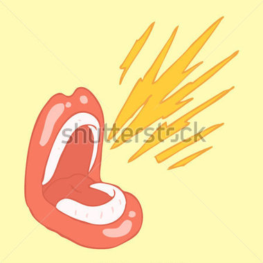 Cartoon Screaming Mouth  Lips And Teeth  Vector Illustration Hand