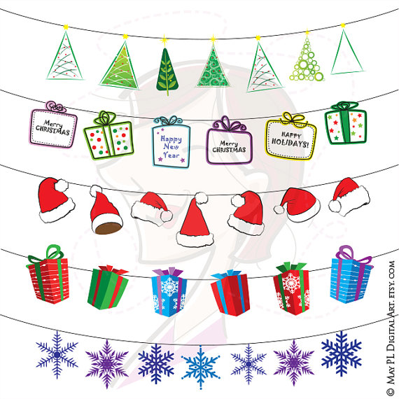 Christmas Ornament String Clipart Xmas Baubles Hanging Vector Clip Art
