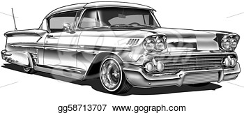 Clip Art   1958 Low Rider Convertible  Stock Illustration Gg58713707