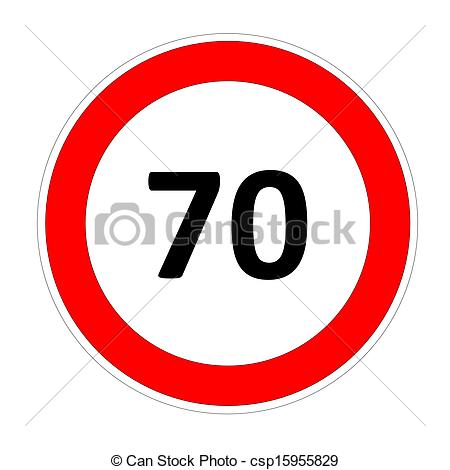 Clip Art Of 70 Speed Limit Sign   70 Speed Limitation Road Sign In