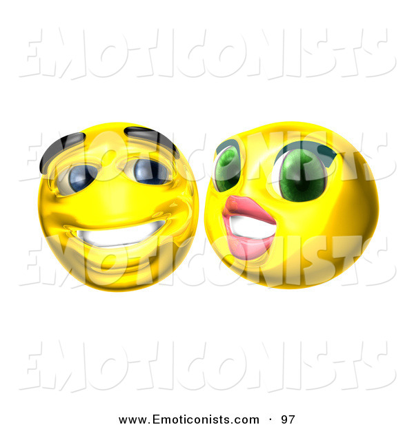 Clip Art Of A Couple Of Flirting 3d Yellow Smiley Faces By Julos    97
