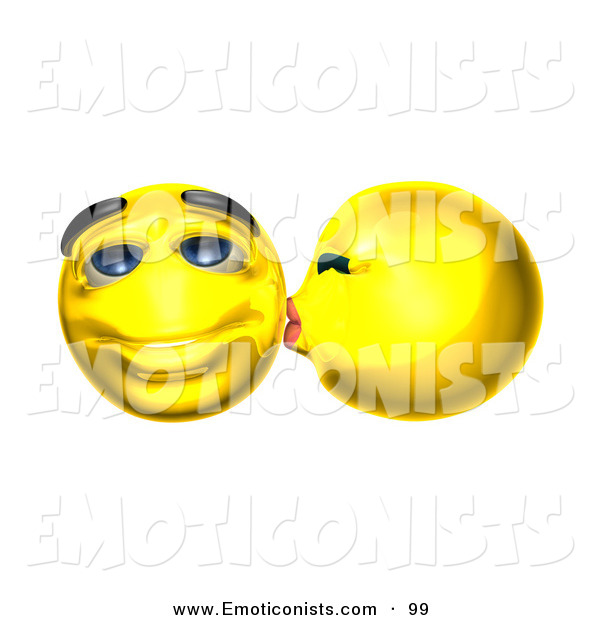 Clip Art Of A Couple Of Smooching 3d Yellow Smiley Faces By Julos