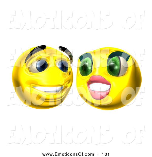 Clip Art Vector Of A Couple Of 3d Yellow Smiley Faces Smiling By Julos