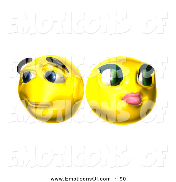 Clip Art Vector Of A Couple Of Shy 3d Yellow Smiley Faces By Julos